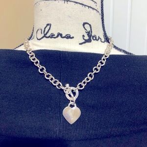 925 Sterling Silver Heart Tag Necklace